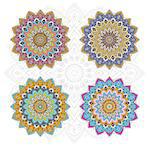 Vector illustration of Mandala different color set