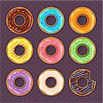 Vector illustration of Colorful donuts sweet set