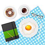 Vector illustration of Tasty breakfast with coffee and eggs