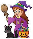 Cute witch and cat theme image 1 - eps10 vector illustration.