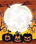 Moon with Halloween pumpkin silhouettes - eps10 vector illustration.