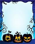 Night frame with pumpkin silhouettes - eps10 vector illustration.