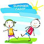 summer camp poster with happy kids