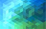 abstract green blue geometric vector background, cube pattern