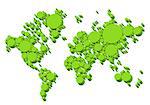 green world map, 3D dots, vector background