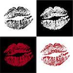a set of four halftone lips with different colors. vector illustration