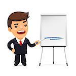 Businessman With Marker in Front of the Flipchart. Isolated on white background. Clipping paths included in JPG file.