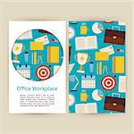 Office Workplace Business Banners Set Template. Flat Style Vector Illustration of Brand Identity for Business Lifestyle Promotion. Colorful Pattern for Advertising. Office Work