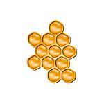 Bee honeycomb in orange design with shadow on white background