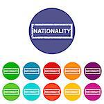 Nationality web flat icon in different colors. Vector Illustration