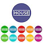 House web flat icon in different colors. Vector Illustration