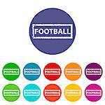 Football web flat icon in different colors. Vector Illustration