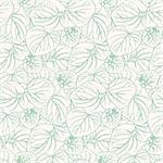 Monochrome seamless pattern with flowers and leaves.  Vector illustration.