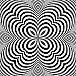 Design monochrome textured illusion background. Abstract striped torsion backdrop. Vector-art illustration