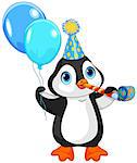 Illustration of cute penguin celebrating