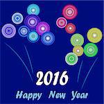 Colorful fireworks vector illustration, New Year card