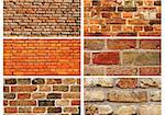 Collection of banners with textures of brick walls