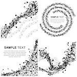 Set of Musical Design Elements From Music Staff With Treble Clef And Notes in Black and White Colors. Elegant Creative Design With Shadows Isolated on White. Vector Illustration.