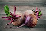 Fresh beet with green leaves