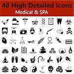 Set of High Detailed Medical and SPA Smooth Icons in Black Colors. Suitable For All Kind of Design (Web Page, Interface, Advertising, Polygraph and Other). Vector Illustration.