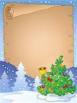 Parchment with Christmas tree topic 2 - eps10 vector illustration.