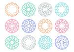 Colorful vector simple round geometric ornaments set isolated