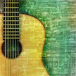 abstract music grunge green vintage background acoustic guitar vector illustration