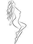 Abstract vector outline of young beautiful women with graceful body