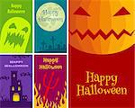 Vector set Halloween greeting cards