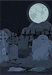 Illustration of night gothic cemetery