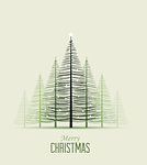 Set of Christmas trees, vector illustration Forest