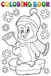 Coloring book Christmas penguin topic 1 - eps10 vector illustration.