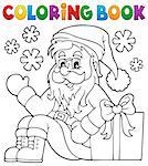 Coloring book with Santa Claus and gift - eps10 vector illustration.