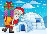 Igloo with Santa Claus theme 1 - eps10 vector illustration.