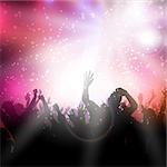 Silhouette of a party crowd on an abstract background