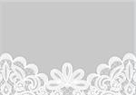 Wedding invitation or greeting card with lace border isolated on gray background