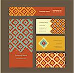 Business cards design, geometric fabric pattern, vector illustration