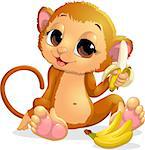 beautiful monkey, which holds in paws a delicious banana