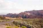 View of Snow Canyon State Park landscape and road, Utah, USA