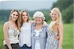 Portrait of Grandmother with Granddaughters Outdoors, Bavaria, Germany