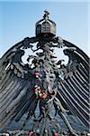 Close-up of ornate, wrought iron Imperial eagle, Weidendammer Bridge, Spree River, Berlin, Germany.