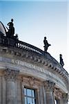 Close-up of the Bode Museum with statues on rooftop, Berlin, Germany.