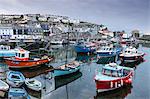 Fishing boats moored in pretty Mevagissey harbour, Cornwall, England, United Kingdom, Europe