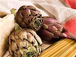 Close up of artichokes and pasta