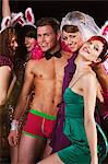 Young women on hen night with male stripper