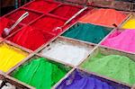 Market stall of brightly coloured dyes, Kathmandu, Nepal