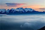 Sunrise on Mount Rosa, Natural Park of Mont Avic, Aosta Valley, Graian Alps, Italy, Europe