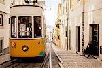 Tram in Elevador da Bica, Lisbon, Portugal, Europe