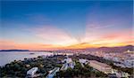 Ibiza island after sunset landscape. View from Dalt Vila fortress. Spain