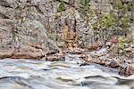 Cache la Poudre River at Big Narrows west of  Fort Collins in northern Colorado - springtime scenery with a snow melt run off